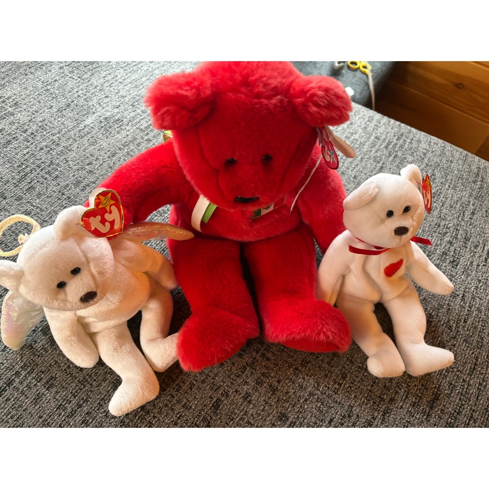 3 Ty Beanie VTG 1999 Baby Red Bear‎ Mexico Flag Ribbon Plush Toy Kids Gift